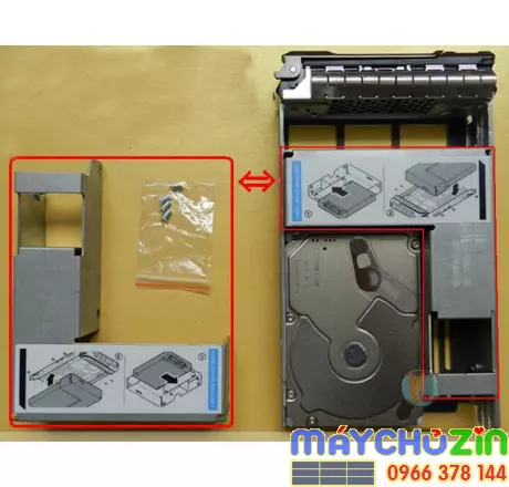 Khay chuyển hdd ssd sas 2.5 inch sang 3.5 inch server Dell, HP, IBM