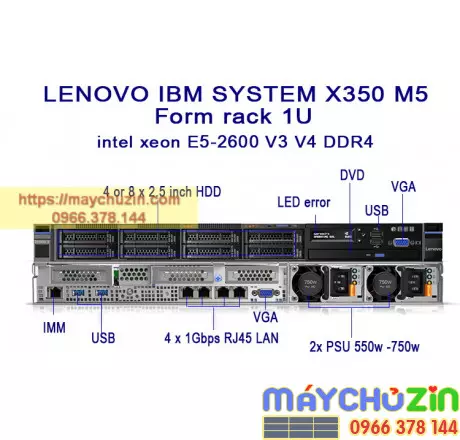 Máy chủ IBM system X3550 M5 xeon E5-2600 V3 V4 DDR4